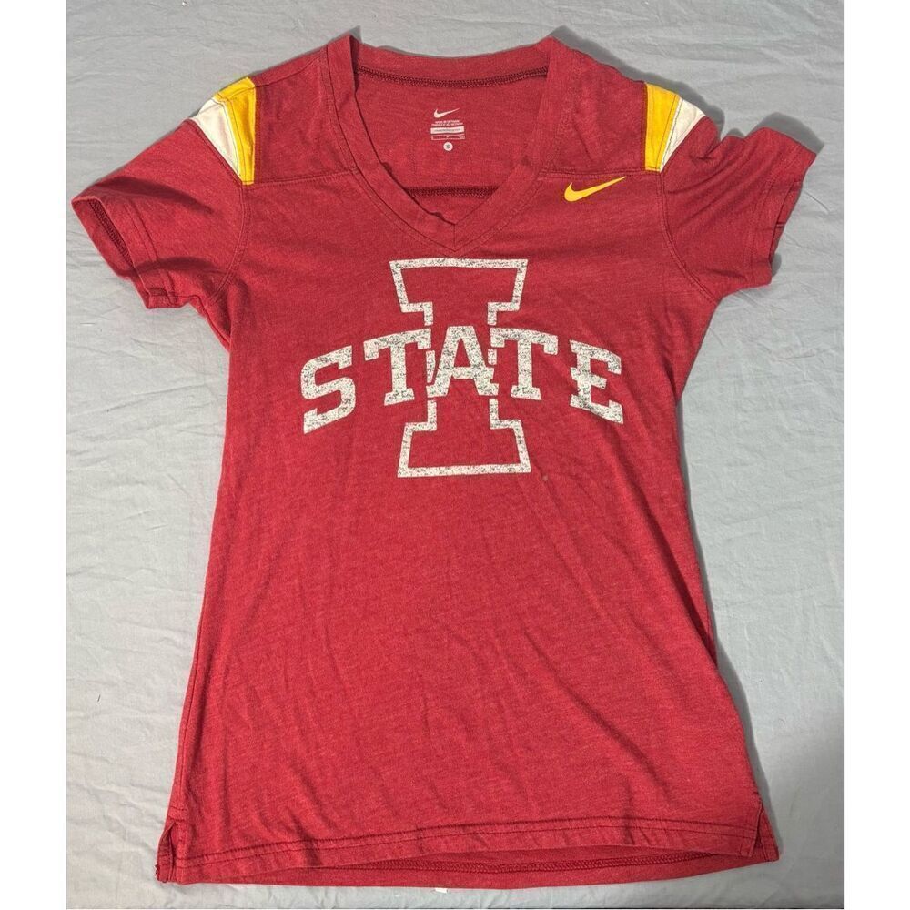 NIKE Iowa State Cyclones NCAA #1 Red Jersey T-Shirt Womens Small